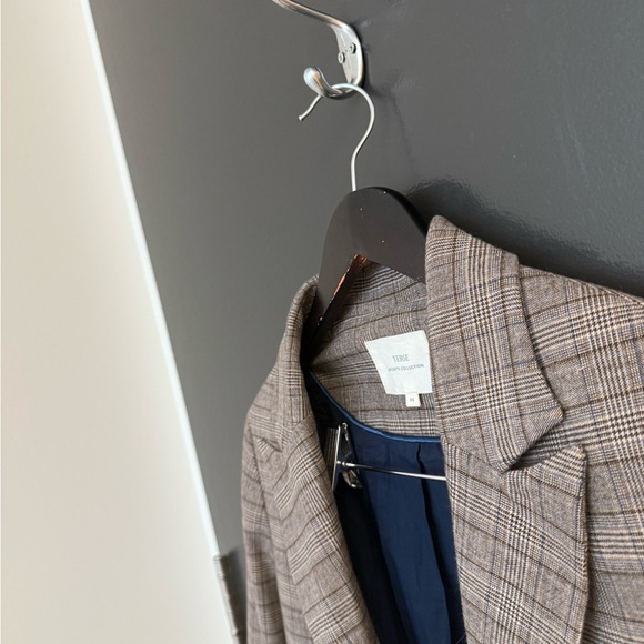 Yerse XS worn a couple times MINT condition Classic Tan Plaid Blazer OVERSIZED - Picture 7 of 16